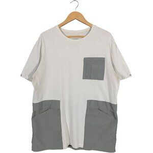 C2H4 Short Sleeve Pocket Paneled Cargo T-shirt white / gray men's size Large